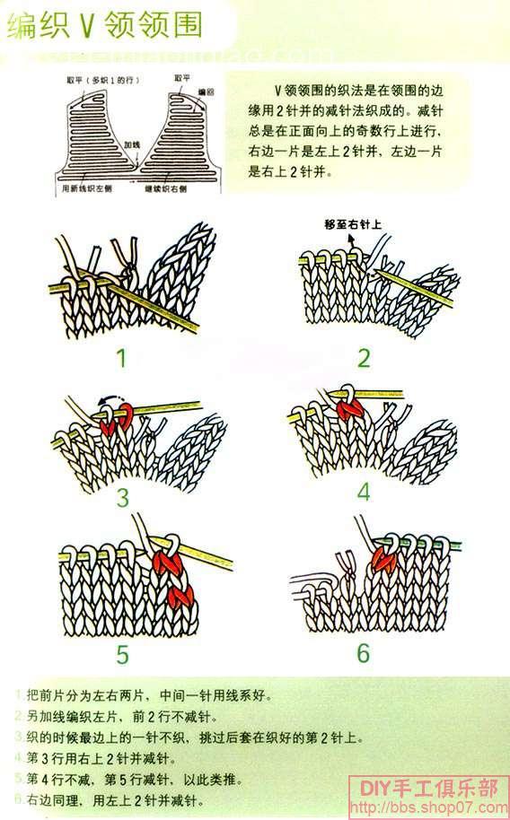 V领编织方法（图解） 
